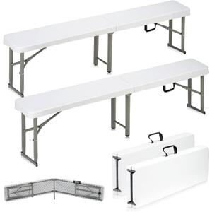 6ft Plastic Folding Bench with Carrying Handle & Lock, Portable Outdoor Bench in Garden Picnic Camping Dining Party Seat, Waterproof Bench for Soccer Activities, Firm and Durable2 Pack A