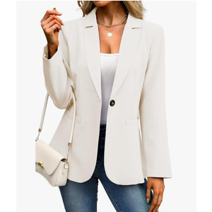 ELLEVEN Women's Blazer Business Casual Lightweight Suit - Long Sleeve Slim Fit Work Office Jacket with Pockets L