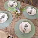 FunWheat Round Braided Placemats Set of 6 Place Mats for Dining Tables Woven Washable Non-Slip Table mats 15 inch(Fog Green, 6pcs)