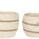 Creative Co-Op Beige & Brown Maize Baskets (Set of 2 Sizes) Wicker Non-Food Storage