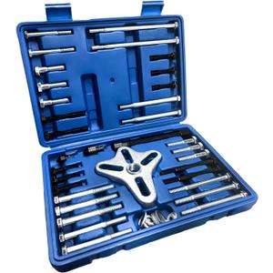 50 PCS Harmonic Balancer Puller Set, Flange Type Gear Crankshaft Pulley Remover Installer Tool Kit, Steering Wheel Flywheel Puller Removal Tool for Car Truck SUV Pickup