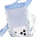 Case-Mate Wavy IP68 Waterproof Phone Pouch - Large Floating Phone Case w/Crossbody Lanyard - Cruise Ship Travel Essentials Compatible w/All Devices - Hidden Pocket for Card/Cash- Mist Twinkle