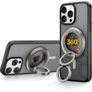SYNCWIRE for MagSafe Ring Phone Holder, 360 Rotation Magnetic Cell Phone Grip Dual-Sided Magnets Phone Ring Kickstand Compatible with iPhone 17 16 15 14 13 12 Pro Max MagSafe, Android, Samsung etc. (Titanium)