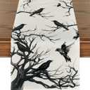 Artoid Mode Silhouette Tree Crows Halloween Table Runner, Branches Fall Kitchen Dining Table Decoration for Outdoor Home Party 13x90 Inch