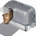Enclosed Stainless Steel Litter Box with Lid, XL Side Entry Extra Large Litter Box for Big Cats & Multiple Cats,Metal Cat Pan with High Sided,Include Scoop and Mat,Anti-Leakage, Odor Free, Non-Sticky