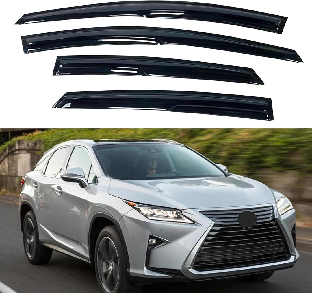 IG Window Visor for Lexus RX350 RX450h 2010-2015, Rain Guard Tape-On Extra Durable Sun Wind Side Vent Window Deflector Mugen Style, 2010 2011 2012 2013 2014 2015
