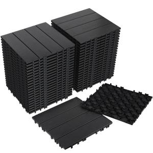 Neoaider 44PCS Plastic Interlocking Decking Tiles 12" x 12", 44 sq. ft Waterproof Outdoor Flooring All-Weather, Patio Floor Decking Tile for Garden Porch Poolside Balcony Backyard, Dark Grey