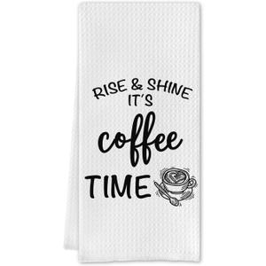 Coffee Kitchen Towels - Funny Coffee Time Dish Towels, Coffee Towels Coffee Bar Decor, Coffee Lovers Gifts, Decorative Coffee Hand Tea Towels for Kitchen, 16 X 24 Inche