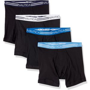 Nautica Men's Classic Cotton 4-Pack Boxer Briefs (Large, Black)