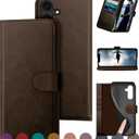 DuckSky for Samsung Galaxy S23 FE Genuine Leather Wallet case RFID Blocking4 Credit Card HolderReal Leather Flip Folio Book Phone case Protective Cover Women Men for S23FE case Brown