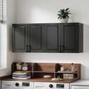 ChooChoo Laundry Room Cabinets, 3 Doors Wall Mounted Storage Cabinet, Kitchen Wall Storage, Bathroom Wall Cabinet, Black