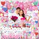 280Pcs Little Sweetheart is On The Way Baby Shower Decorations Valentines Day Decor with Plates Napkins Cups Tablecloth Banner Backdrop Balloon Arch Box Cake Topper for Baby Shower Party