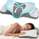 AlignCore Cervical Neck Pillow - Ergonomic Firm Memory Foam Bed Pillows for Sleeping, Neck Pillows for Pain Relief, Back and Side Sleeper Pillow
