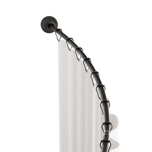 Zenna Home Rustproof Curved Shower Curtain Rod, No Drill Tension or Permanent Mount Adjustable Curved Shower Rod for Bathroom, Easy Install, Rounded for Extra Room, 50 to 72 Inches, Matte Black
