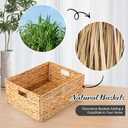 Layhit 4 Pcs Wicker Storage Basket Water Hyacinth Handwoven Baskets with Handles Foldable Woven Organizer Multipurpose Wicker Storage Bins for Bedroom Living Room(16.5 x 13 x 7.5'',Natural)