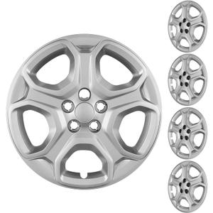 17 Inch Hubcaps Compatible with 2013-2025 Ford Escape Factory Steel Wheel, Silver, Snap-On Wheel Covers, Set of 4