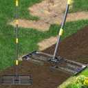 Lawn Leveling Rake,30x10 Inch Ground Plate,58 Inch Adjustable Long Handle Yard Level Tool with Curved Edge,Heavy Duty Large Landscaping Lawn Leveler for Grass, Golf Field, Soil Sand Dirt Spreader
