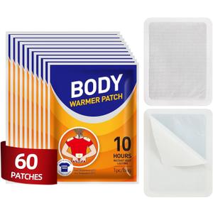 Body Warmers Heat Patches, Adhesive Heating Patches Disposable, Portable Instant Hot Packs Lasting up to 10 Hours, Travel Size Heat Pads on Cruise- 60 Packs