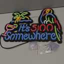 LDGJ It's 5 o'Clock Somewhere Neon Sign Decor Parrot Custom Customized Home Beer Bar Pub Recreation Game Room Name Lights led Wall Party Birthday Bedroom Bedside Table Wall Sun Beach Palm Tree Decoration Man Cave Gift for Men
