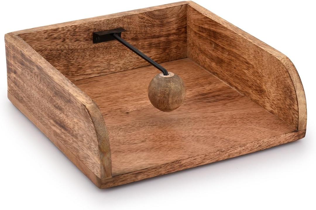 Rustic Farmhouse Wood Napkin Holder, Napkin Holder for kitchen Tables, Counter tops, Indoor and outdoor, Picnic, Restaurants, Cafe, Vintage Home decor (8" X 8" X 2.8")
