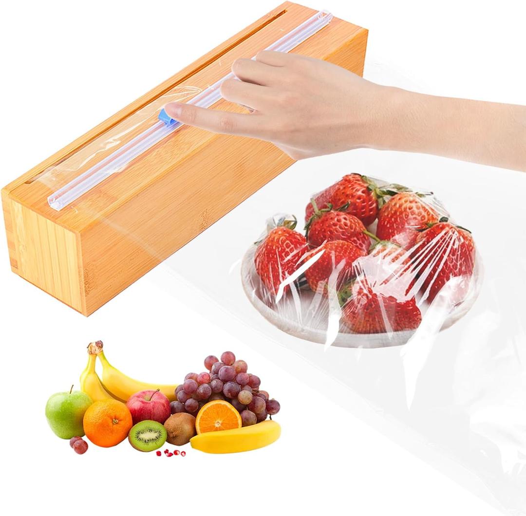 Plastic Wrap Dispenser with Cutter for Aluminum Foil, Plastic Wrap and Wax Paper, Fits 13" RollPlus