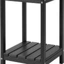LZRS 24" Double Adirondack Outdoor Side Table, Pool Composite Patio Table,HDPE End Tables for Backyard,Pool, Indoor Companion, Easy Maintenance & Weather Resistant(Black)