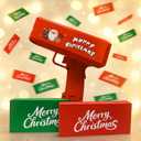 Make it Rain Money Gun Toy Bill Gun Christmas Party Money Gun with Red Green Papers 200 pcs Dispenser Money Shooter Toy for Christmas Xmas Fun for Party New Year Celebration Night Club Surprise Games