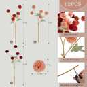 Hananona 12 Pcs Artificial Chrysanthemum Flowers, Orange Kiku Pom Pom Mums Flower Faux Fall Floral for Autumn Halloween Kitchen Table Centerpiece Home Decor (12, Burgundy, Burnt Orange, Deep Peach)