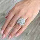 925 Sterling Silver Shiny Full Diamond Gemstone Ring 18K Gold Cubic Zirconia Promise Rings CZ Diamond Multi Row Ring Eternity Engagement Wedding Band Ring Sets Z.41 (US Code 6)