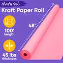 Paclord USA Made 48" x 1200" Pink Kraft Paper Roll, 45 lbs Thickness, American Quality Colored Kraft Paper for School, Poster Arts, Bulletin Board - Odorless, Non-Toxic, Safe for Kids