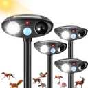 2025 4Pack Deer Repellent Device Ultrasonic Animal Repellent Cat Deterrent Outdoor Solar Animal Repeller with Motion Sensor&LED Strobe Light to Scare Squirrel Raccoon Skunk Rabbit Deterrent for Yard