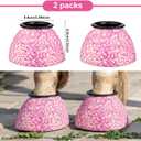 1 Pair Pink Sparkle Women's Horse Bell Boots Rubber Equine Bell Boots Protect Against Hoof Frictionless Design for Female Equine Hoof Care Quick Wrap Shield Horse Racing Festival