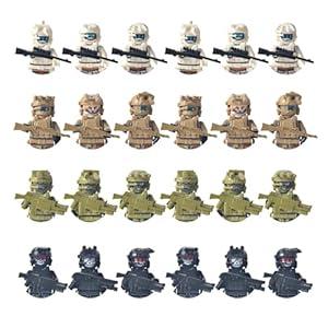 LEERFEI Toys SWAT Military Police Building Block Set for KidsBattle Figure Brick Ghost Commando1.8 Inches Soldiers Minifigures (24 PCS) with Weapons and Accessories Gift