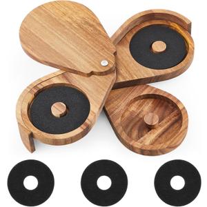Mifoci Acacia 3 Tier Margarita Salt Rimmer Set Magnetic Rimming Station with Lid and Sponges Bar Glass Rimmer Home Bar Accessories for Cocktails Drinks House Party Bartender Supplies