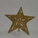 Brizled Gold Christmas Tree Topper, 9 Hollow-Out Star Tree Topper with 10 Warm White Lights, Pre-lit 5 Point Star Treetop, 120V UL Listed Lighted Treetop for Christmas Tree Home Decoration