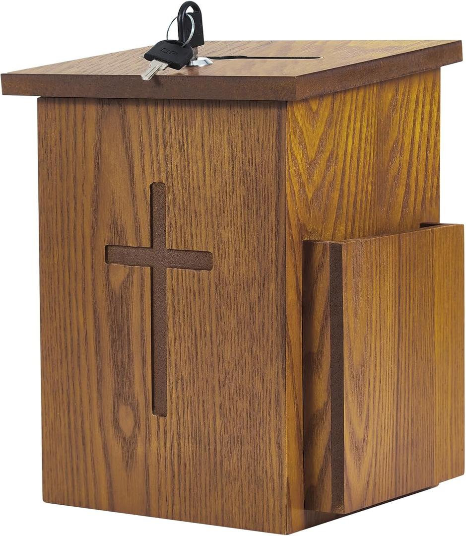Prayer Request Box - Offering Boxes for Church, Cross Offering Box Collection Donation Charity Fundraising Box