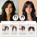 Clip in Bangs Real Human Hair, Human Hair Clip in Bangs, Middle Part HairPieces, No Tangle & Smooth, 11g #02 Dark Brown