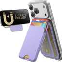 TWZKG for MagSafe Wallet, 5 Card Holder with Stand, Magnetic Phone Wallet Stand for iPhone 17/16/15/14/13/12 Pro Max Air Plus Series, RFID Blocking Vegan Leather,Purple