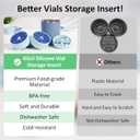 Silicone 3ml Vial Insert (1 short +2 tall) Compatible with Hydrapeak Food Jars,Vial Insert Peptide Storage for 32/25/18oz Hydrapeak Food Thermos, Maximum Hold 48 Vials, Blue.(No vials&Jar included)