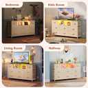 WLIVE LED Dresser TV Stand for 55 Inch TV, 8 Drawers, Cream White | Fits TVs up to 55 inch, 8 fabric drawers, LED chest of drawers, Built-in power outlet, Living room or bedroom