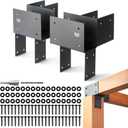 Stainless Steel Pergola Brackets, 4x6(Actual Post/5.5"x5.5" Beams/3.5"x5.5") Corner Post to Beam Bracket, Heavy Duty Post Cap Tie Bracket for Gazebos, Decks and Porches(4pcs-Black)