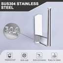 Toilet Paper Holder Wall Mount, Toilet Paper Storage Metal, Adhesive Rustproof Toilet Paper Roll Holder Wall Mounted, Large Roll Hanging Holder for Bathroom, Kitchen, Washroom RV (Silver)