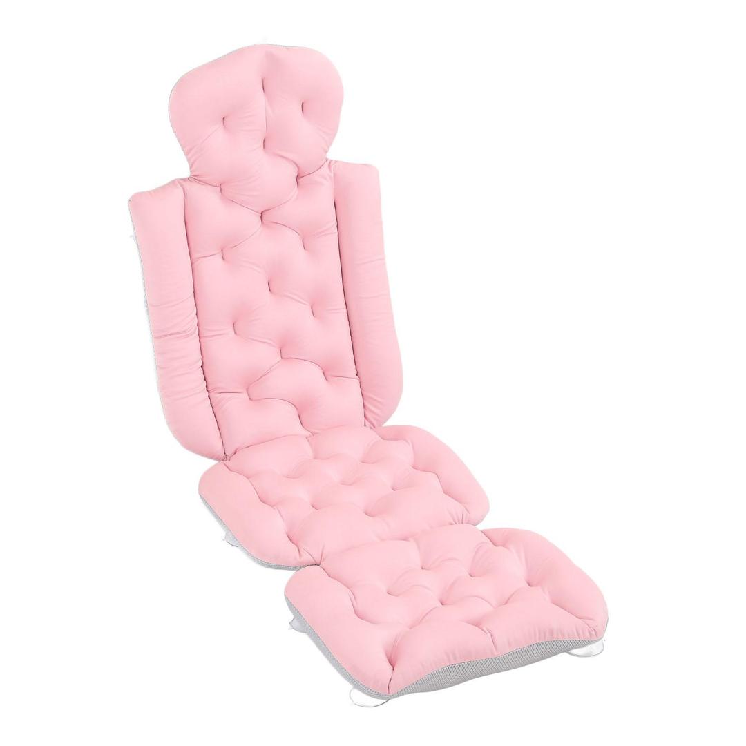 Luxury Bath Cushion, Full Body Bathtub Pillow with 160 Suction Cups, Bath Mat for Head and Neck Support, with Laundry Bag (​Light Pink, 51" x 16")