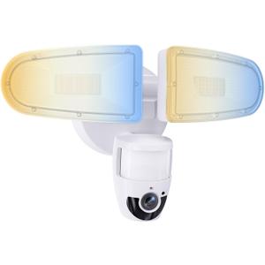 JJC Security Floodlight Camera Outdoor,1080P Smart Motion Sensor Outdoor Lights with Camera(4 Working Modes), 110dB Siren 25W 2200 Lumen Brightness, IP65 Weatherproof, 2-Way Talk