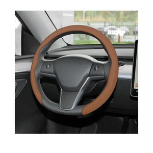 frani Nappa Leather Steering Wheel Cover, Universal 15 Inch Premium NonSlip Steering Wheel Cover Tan