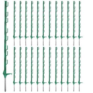25 Pack Electric Fence Posts,48 Inch/4FT Step-in Plastic Posts for Farm and Garden,Temporary Sturdy Fencing System for Electric Fencing and Yard Protection, Green