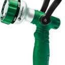 Garden Hose Nozzle, 6 Spray Patterns Heavy Duty Metal Water Nozzle with High Pressure for Watering, Cleaning, Washing (Green)