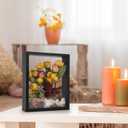 Wooden Dried Flower Frame, Floating Wood Shadow Box Frame for Pressed Flowers Double Acrylic Picture Frame Tabletop DIY Gifts for Family Friends Rectangle Black 810 inches (FRAME ONLY)