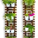 ShopLaLa Wall Planter - 2 Pack, Wooden Hanging Large Planters for Indoor Outdoor Plants, Live Vertical Garden, Plant Wall Mount Flower Pot Holder Hanger Stand Green Herb Wall Decor 47.2" (120cm)
