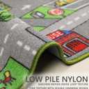Kids Rug 3'3" x 5'2" City Life Playmat Area Rug Car City Map Washable Traffic Road Educational Learning Nursery Rug Carpet for Children Playroom Living Room Bedroom Classroom Decor Green